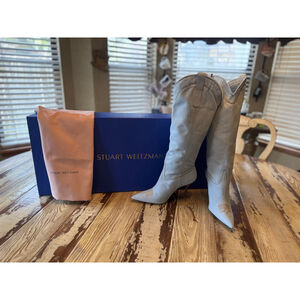 STUART WEITZMAN | Light Blue Denim Heeled Boots 9.5